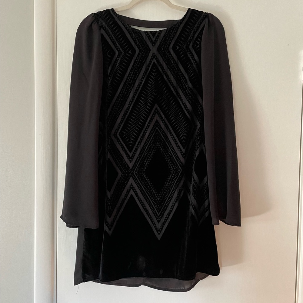 Express Black Velvet Burnout with Deep V-Back - Picture 2 of 8